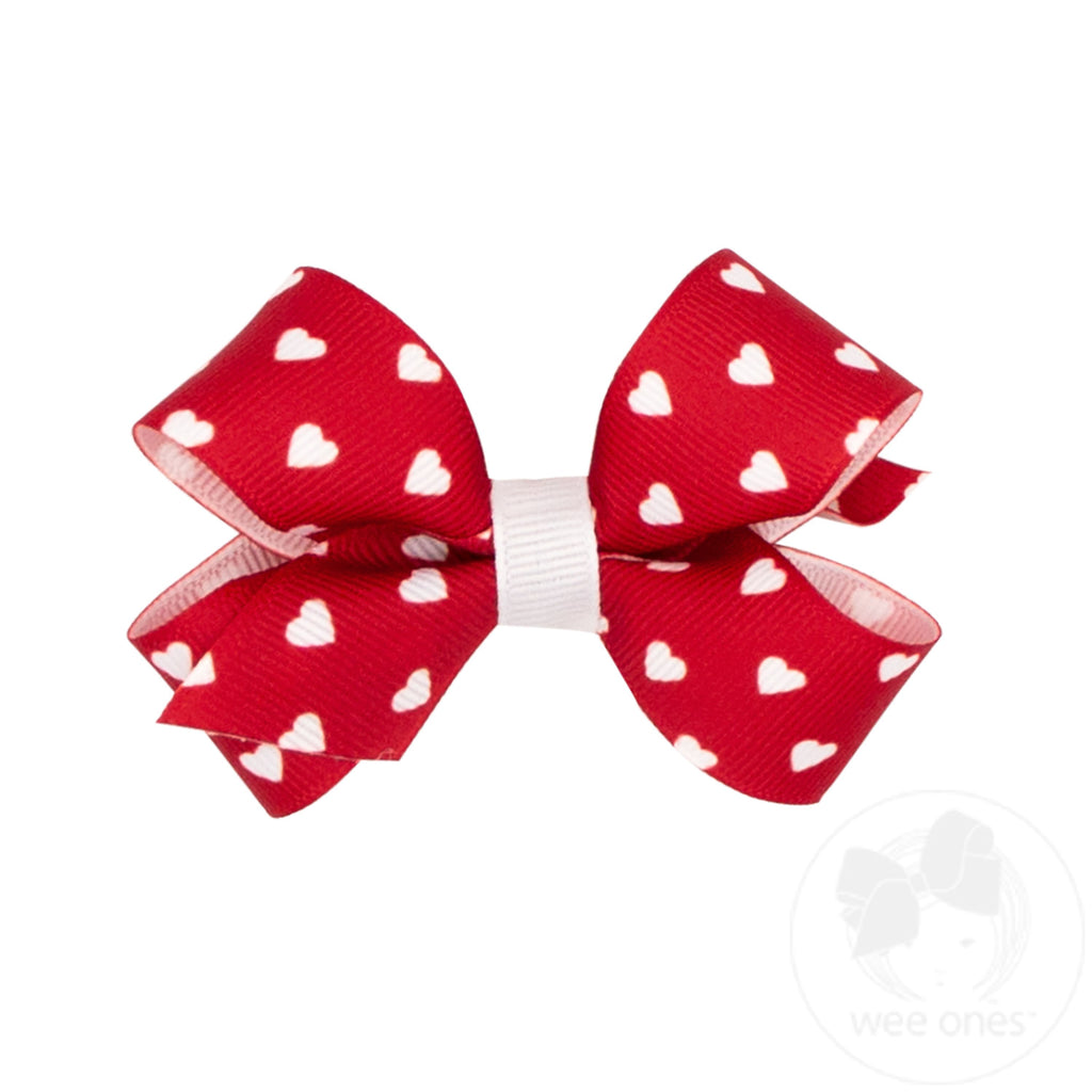 Mini Heart Print Grosgrain Bow
