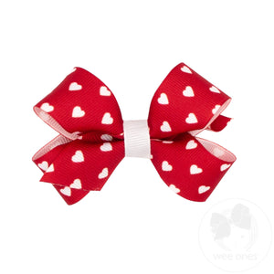Mini Heart Print Grosgrain Bow