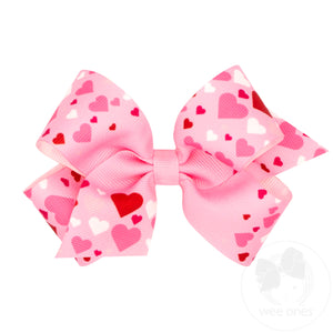 Medium Heart Print Grosgrain Hair Bow