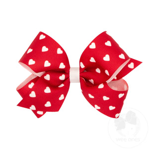 Medium Heart Print Grosgrain Hair Bow