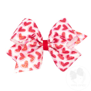 King Sequin Heart Print Hair Bow