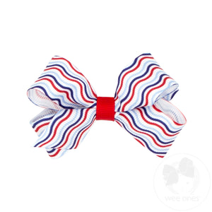 Mini Patriotic Print Grosgrain Hair Bow