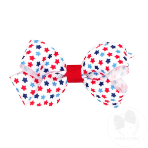 Mini Patriotic Print Grosgrain Hair Bow