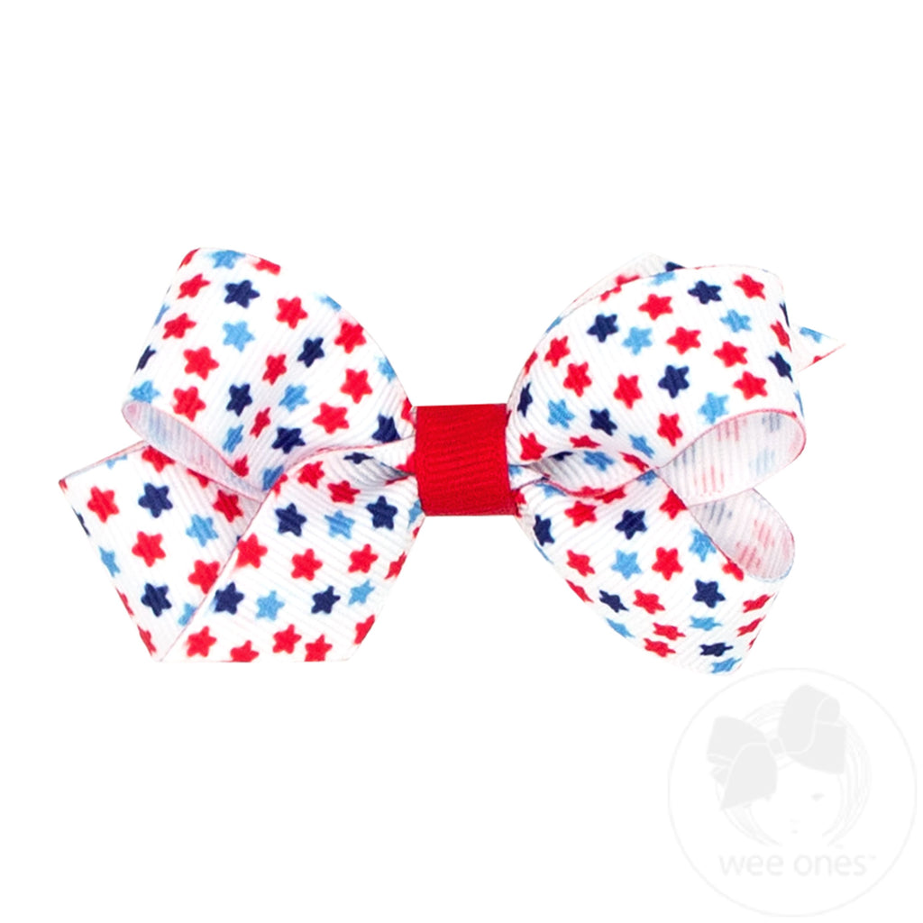 Mini Patriotic Print Grosgrain Hair Bow