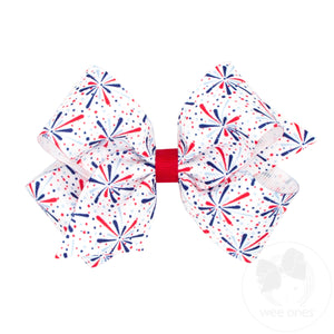 Medium Patriotic Print Grosgrain Hair Bow