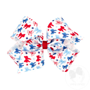 King Patriotic Print Grosgrain Hair Bow