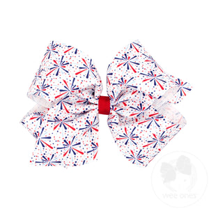 King Patriotic Print Grosgrain Hair Bow