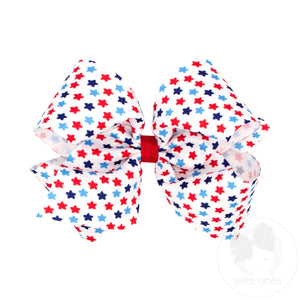 King Patriotic Print Grosgrain Hair Bow