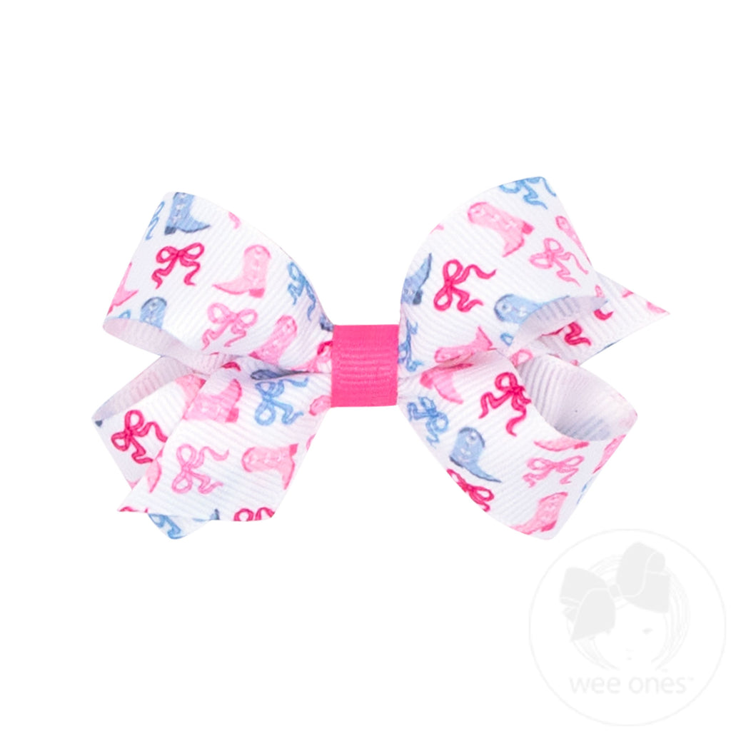 Mini Boots and Bows Print Grosgrain Hair Bow