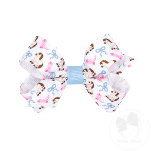 Mini Cowgirl Boots Bows and Pony Print Grosgrain Hair Bow
