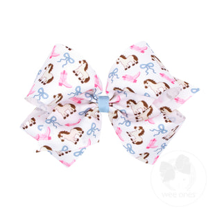 King Cowgirl Boots Bows and Pony Print Grosgrain Hair Bow