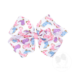 King Boots and Bows Print Grosgrain Hair Bow