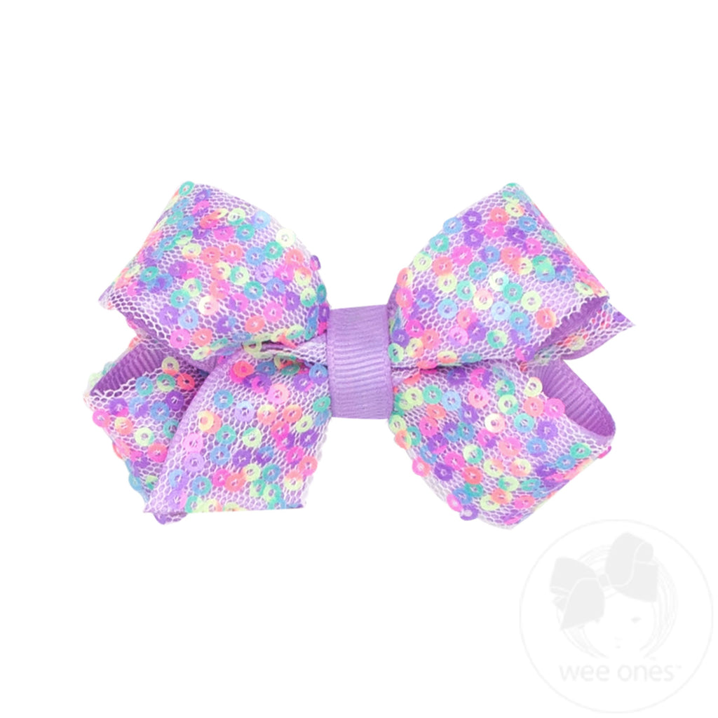 Mini Confetti Sequin with Grosgrain Underlay Hair Bow