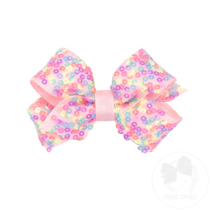 Mini Confetti Sequin with Grosgrain Underlay Hair Bow