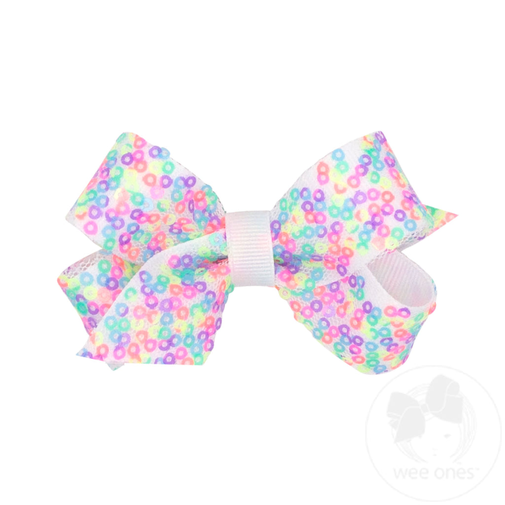 Mini Confetti Sequin with Grosgrain Underlay Hair Bow