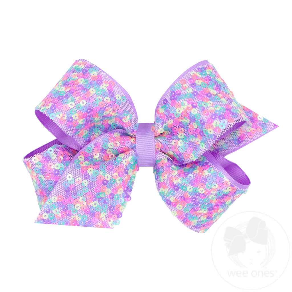 Medium Confetti Sequin with Grosgrain Underlay Hair Bow