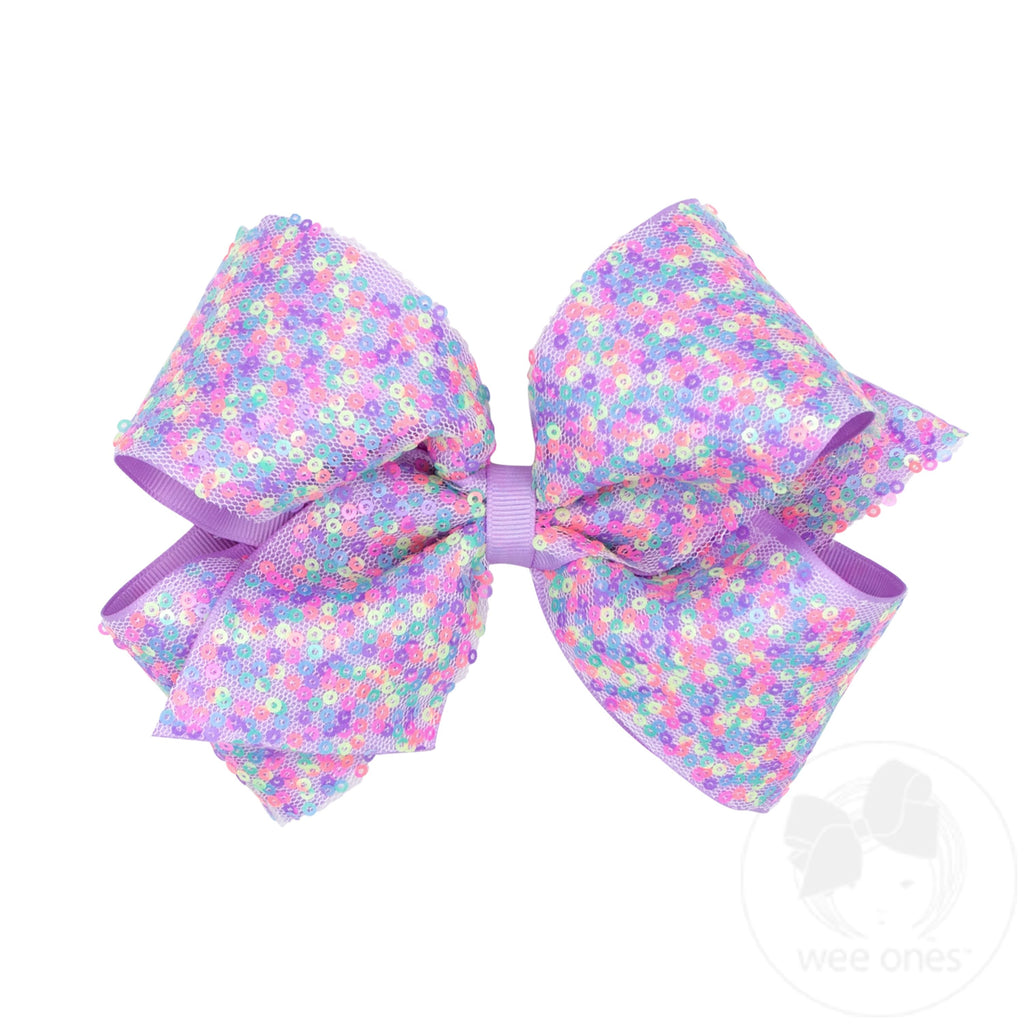 King Confetti Sequin with Grosgrain Underlay Hair Bow