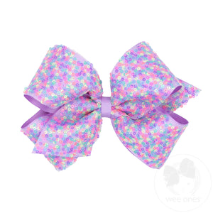 King Confetti Sequin with Grosgrain Underlay Hair Bow