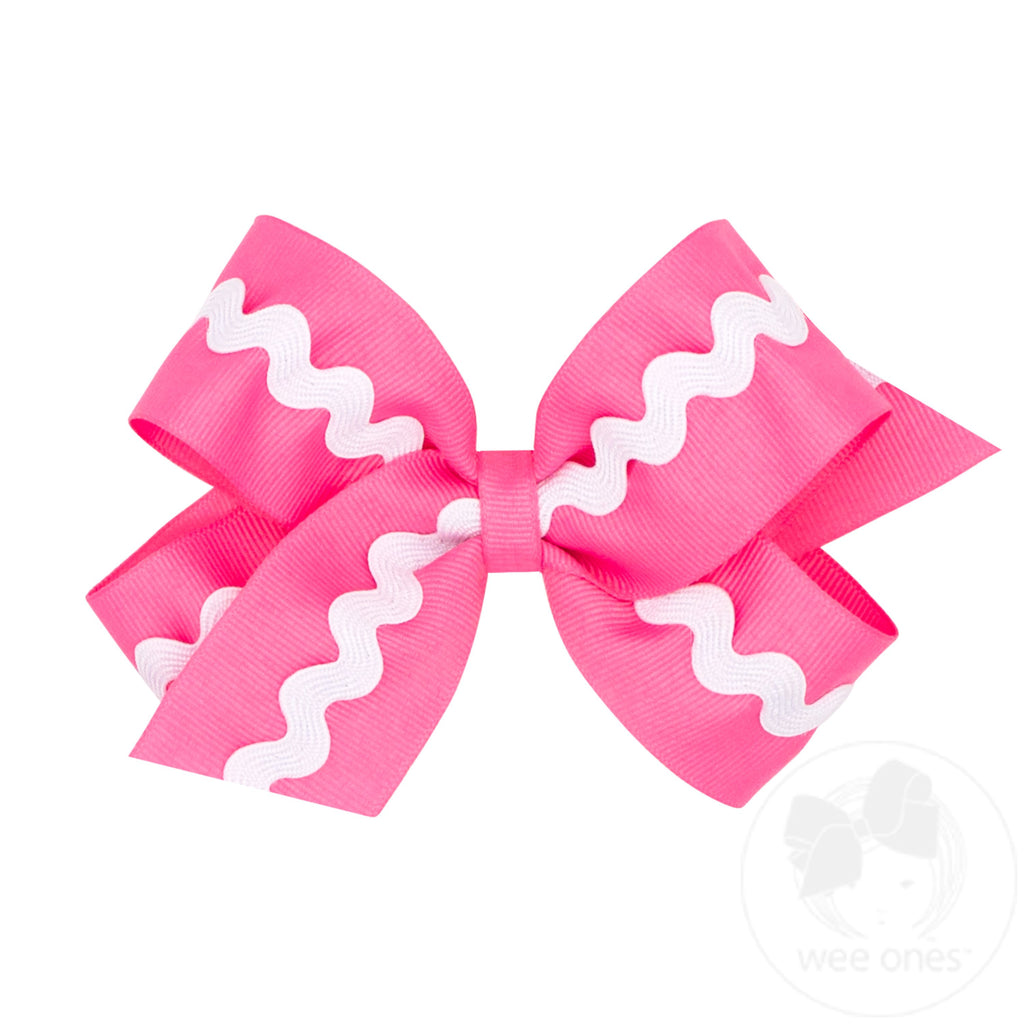 Medium Grosgrain with Ric-Rac Trim Hair Bow