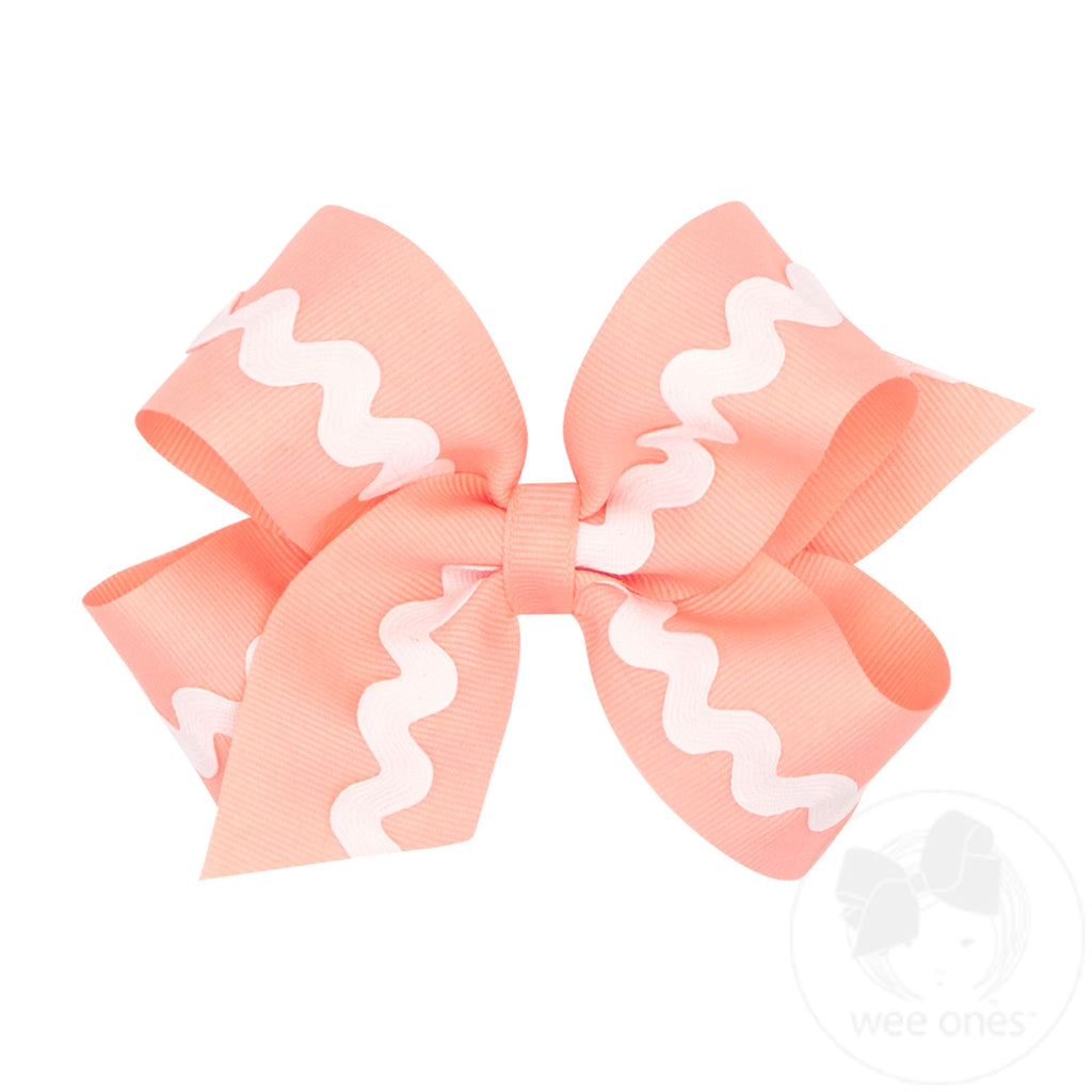 Medium Grosgrain with Ric-Rac Trim Hair Bow