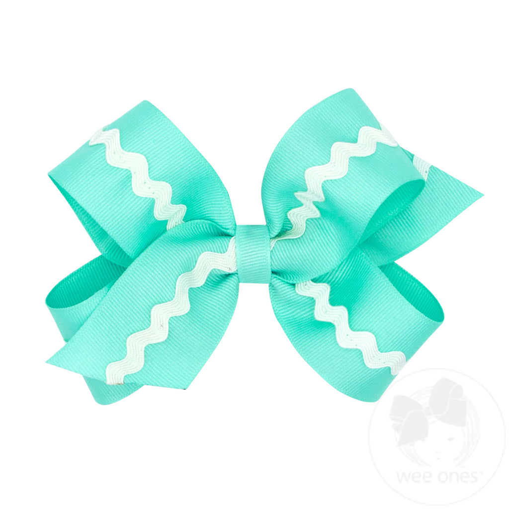 Medium Grosgrain with Ric-Rac Trim Hair Bow