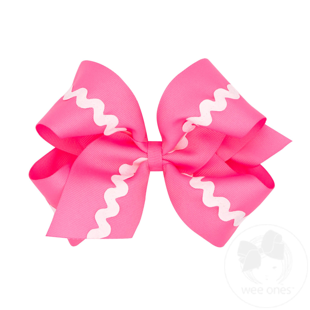 King Grosgrain with Ric-Rac Trim Hair Bow