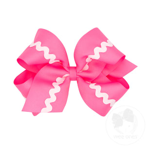 King Grosgrain with Ric-Rac Trim Hair Bow