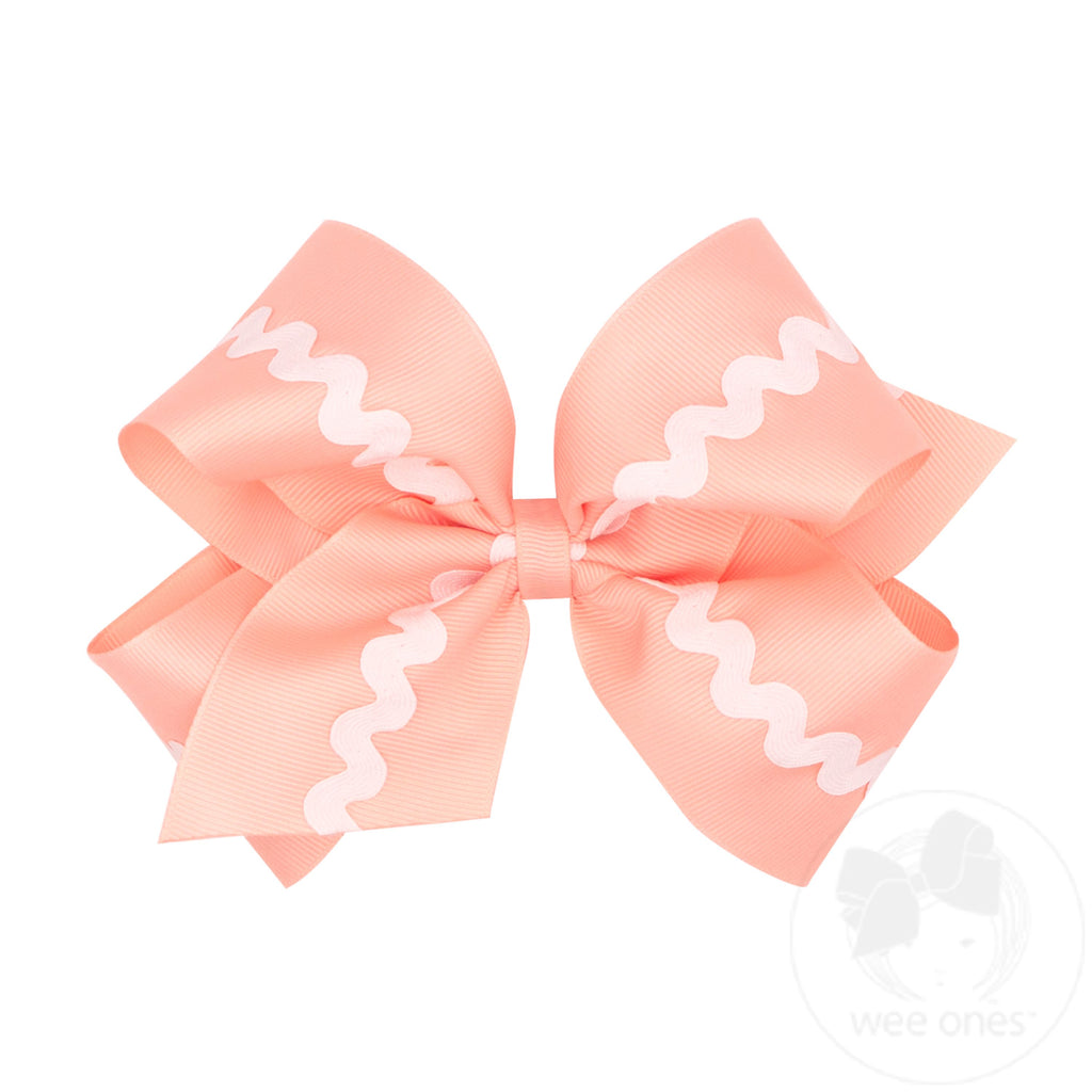 King Grosgrain with Ric-Rac Trim Hair Bow