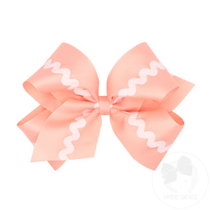 King Grosgrain with Ric-Rac Trim Hair Bow