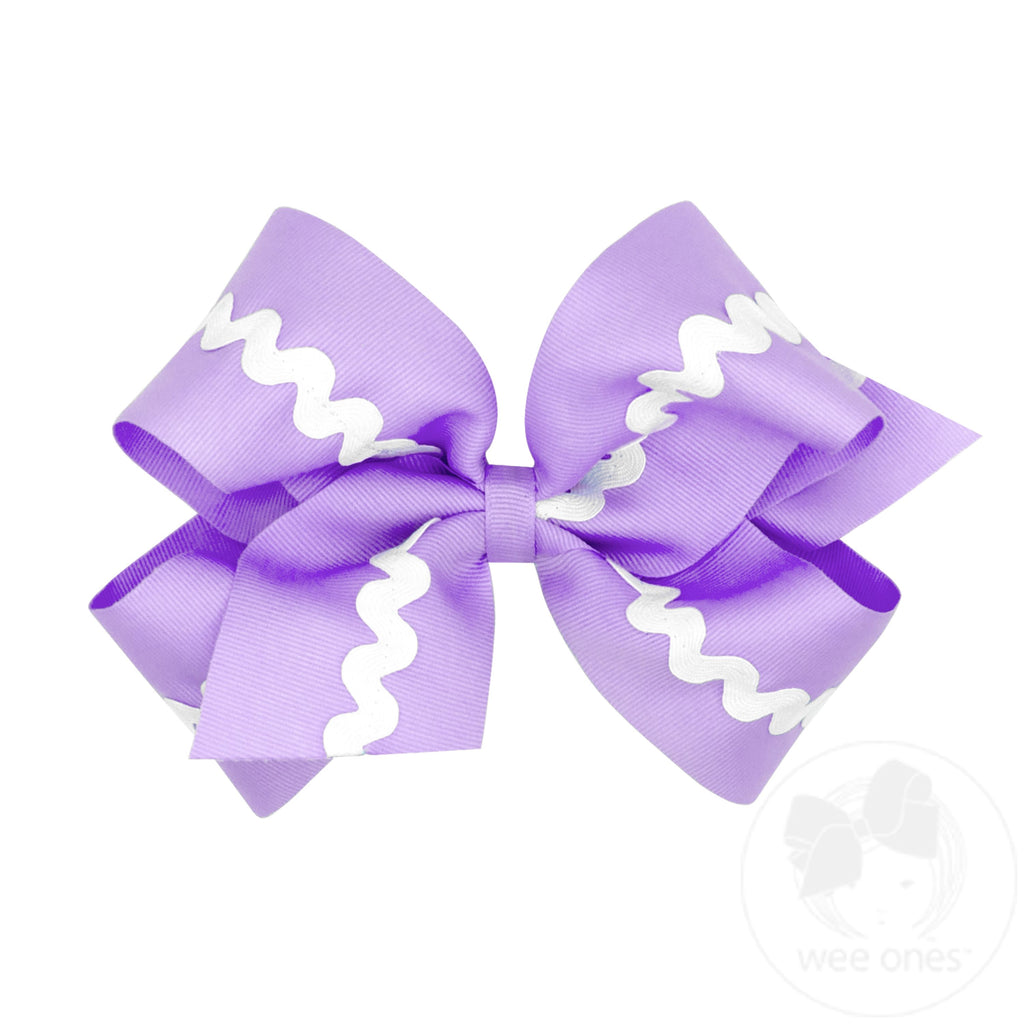 King Grosgrain with Ric-Rac Trim Hair Bow