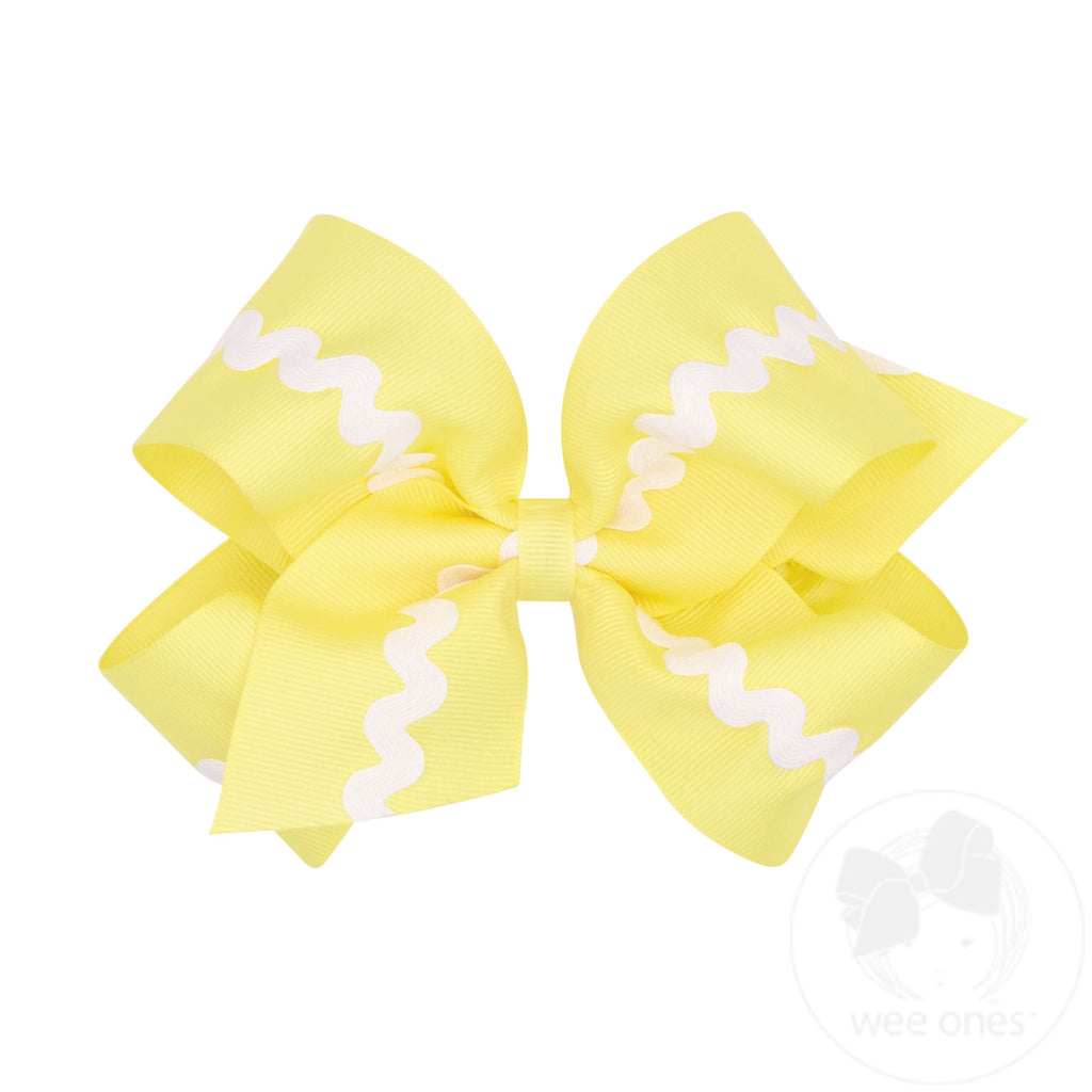 King Grosgrain with Ric-Rac Trim Hair Bow