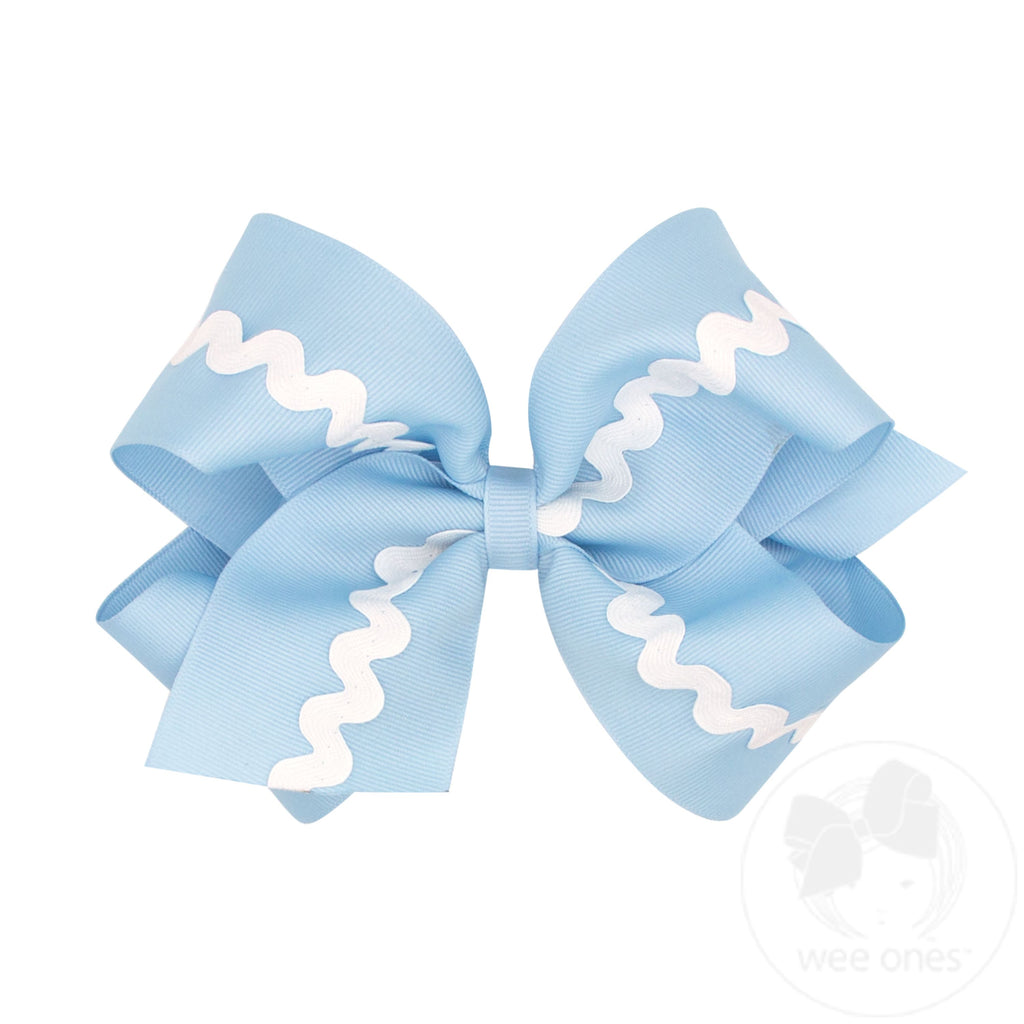 King Grosgrain with Ric-Rac Trim Hair Bow