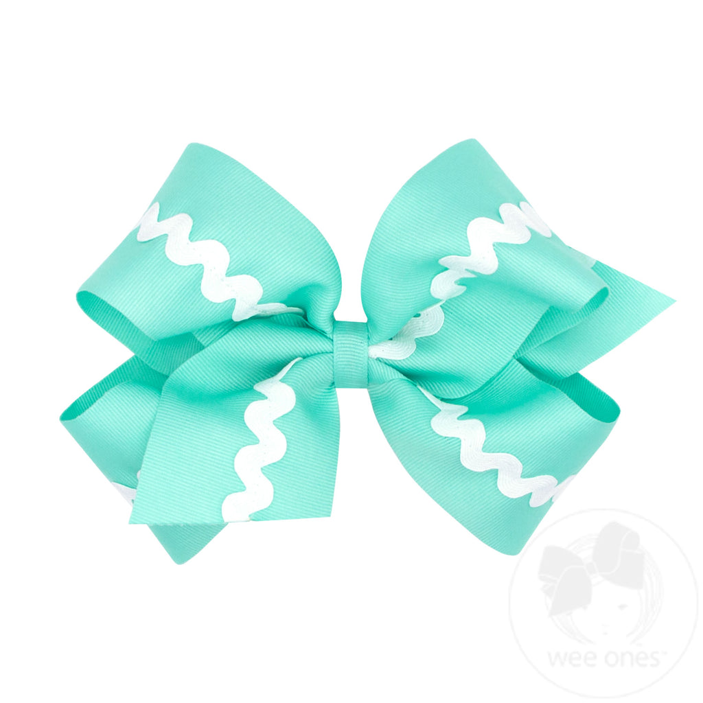 King Grosgrain with Ric-Rac Trim Hair Bow