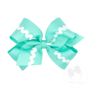 King Grosgrain with Ric-Rac Trim Hair Bow
