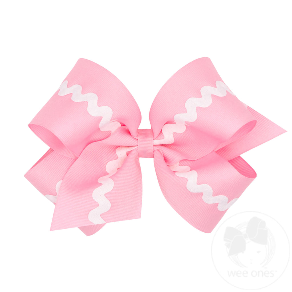 King Grosgrain with Ric-Rac Trim Hair Bow