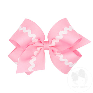 King Grosgrain with Ric-Rac Trim Hair Bow