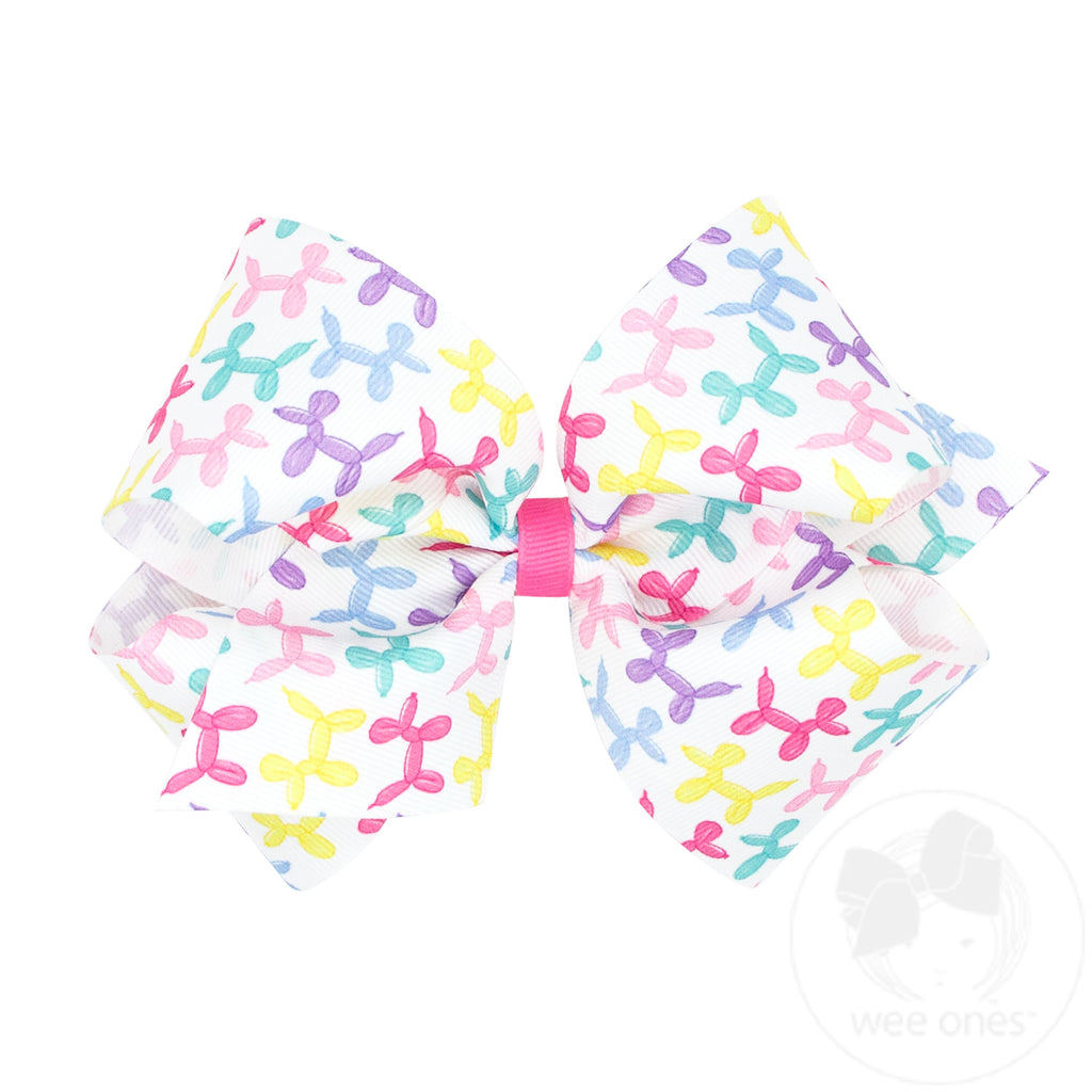 King Birthday Balloon Print Grosgrain Hair Bow