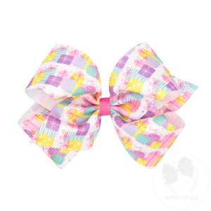 King Birthday Gift Print Grosgrain Hair Bow