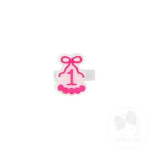 First Birthday Hat Embroidery Felt Hair Clip