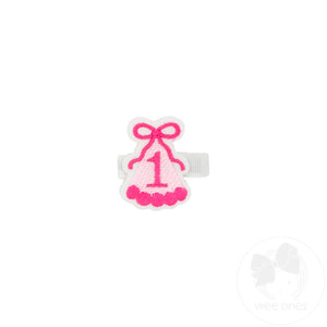 First Birthday Hat Embroidery Felt Hair Clip
