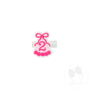 Second Birthday Hat Embroidery Felt Hair Clip