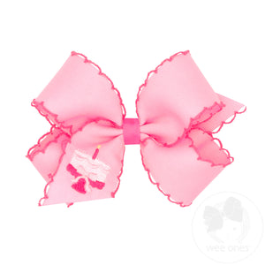Medium Birthday Cake Embroidered Moonstitch Edge Hair Bow