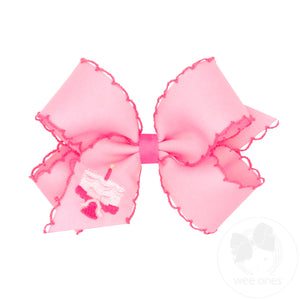 Medium Birthday Cake Embroidered Moonstitch Edge Hair Bow