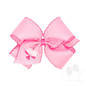 King Birthday Cake Embroidered Moonstitch Edge Hair Bow