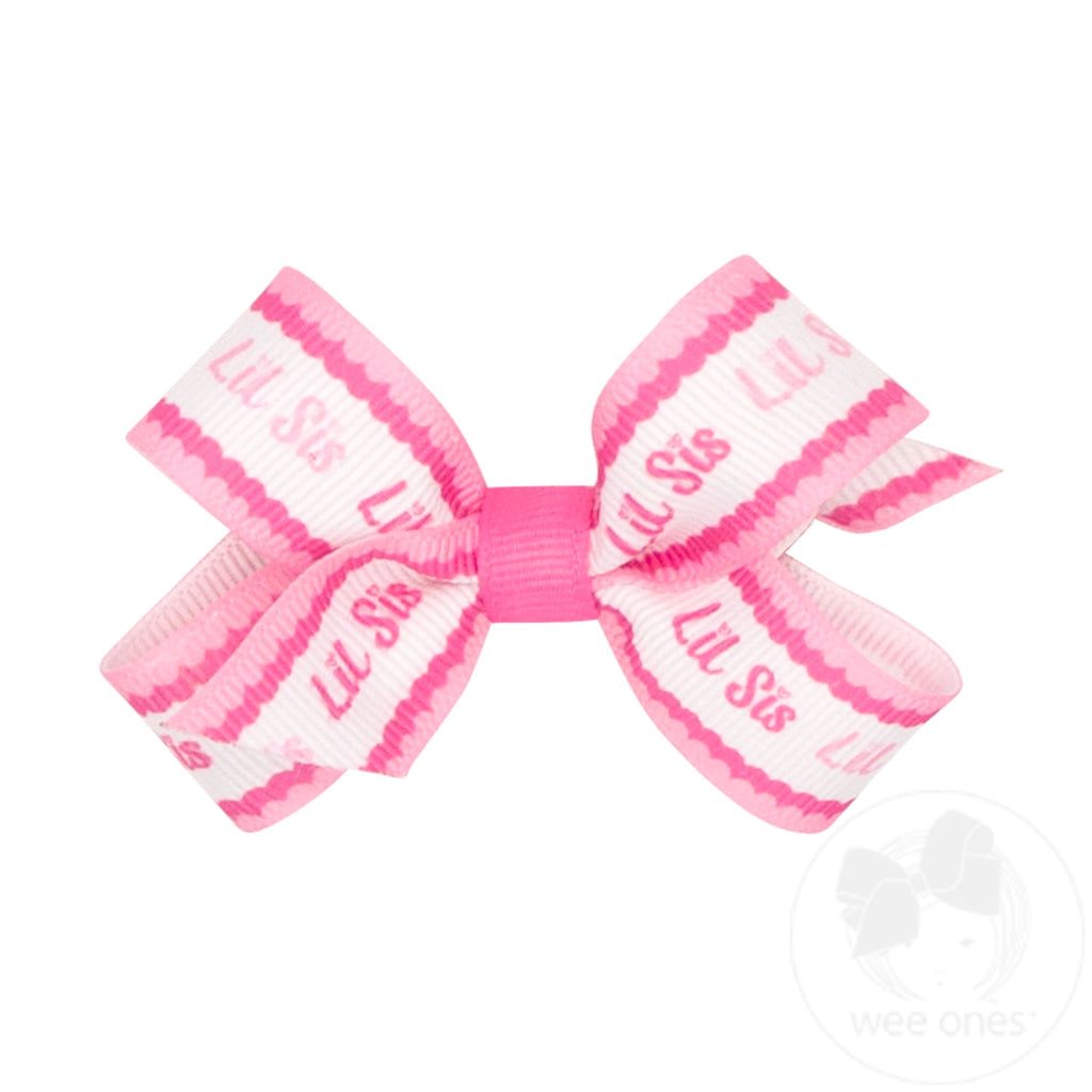 Mini Lil Sis Print Grosgrain Hair Bow