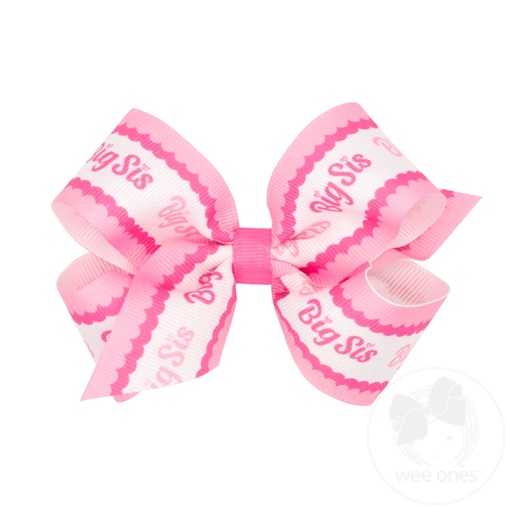 Medium Big Sis Print Grosgrain Hair Bow