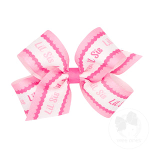 Medium Lil Sis Print Grosgrain Hair Bow