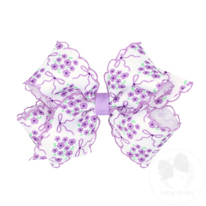 Medium Moonstitch Hair Bow in Light Orchid Bow and Flower Print