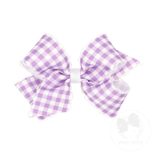 Medium Moonstitch Hair Bow in Light Orchid Gingham Print
