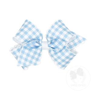 Medium Moonstitch Hair Bow in Millennium Blue Gingham Print